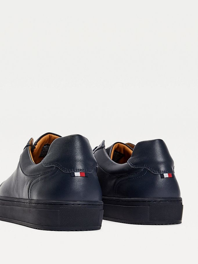 Tommy Hilfiger Premium Cupsole Leder Sneakers Herren Dunkelblau | AT674IQHR