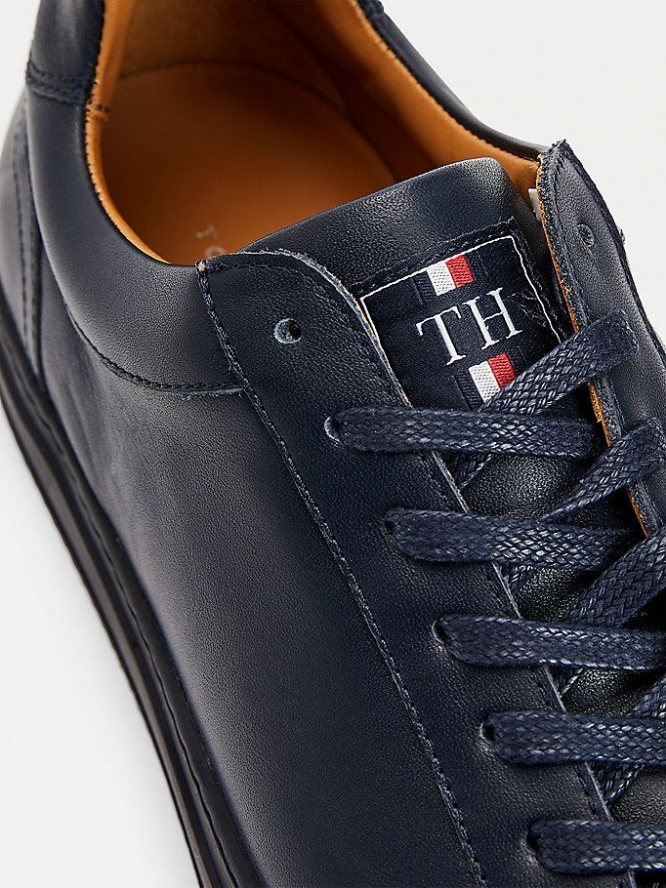 Tommy Hilfiger Premium Cupsole Leder Sneakers Herren Dunkelblau | AT674IQHR