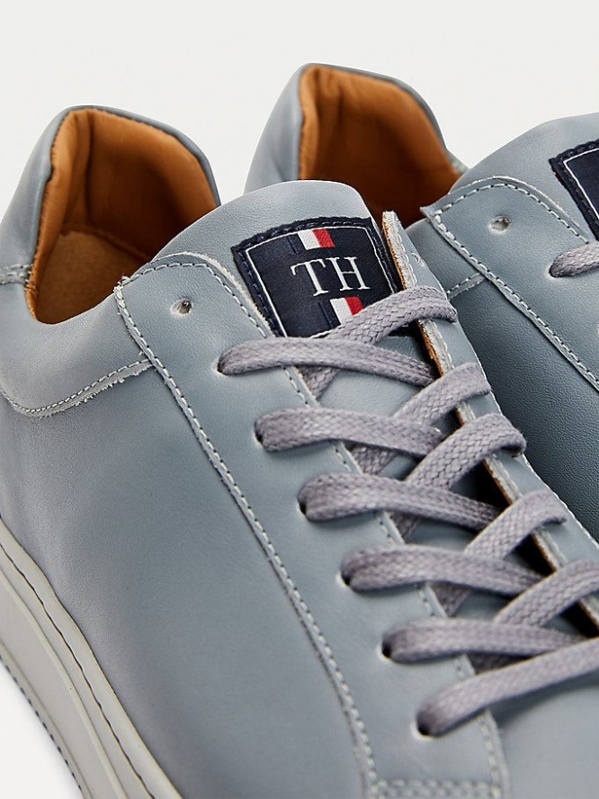 Tommy Hilfiger Premium Cupsole Leder Sneakers Herren Hellblau | AT781LVKH