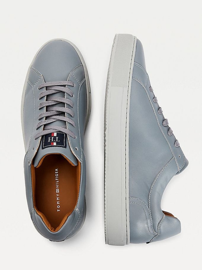 Tommy Hilfiger Premium Cupsole Leder Sneakers Herren Hellblau | AT781LVKH