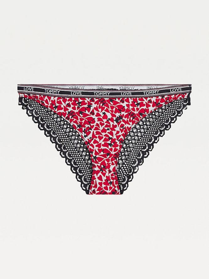 Tommy Hilfiger Printed Scallop Spitze Briefs Unterwäsche Damen Rot | AT458WMJG