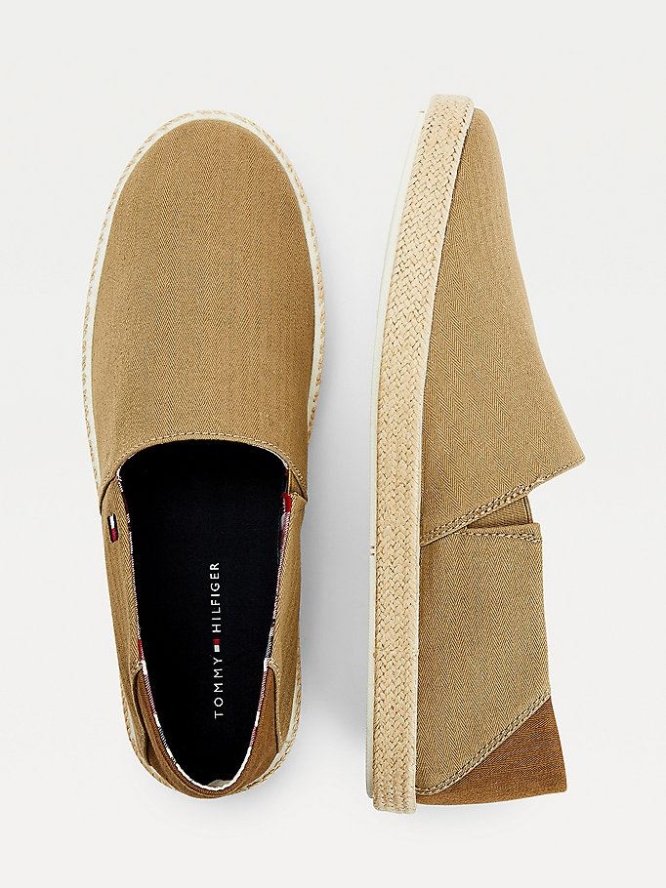 Tommy Hilfiger Pure Baumwoll Jute Sole Espadrilles Freizeitschuhe Herren Braun | AT607XHNE