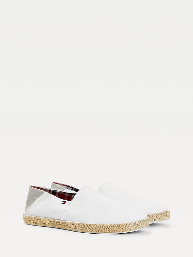 Tommy Hilfiger Pure Baumwoll Jute Sole Espadrilles Freizeitschuhe Herren Weiß | AT957UHWV