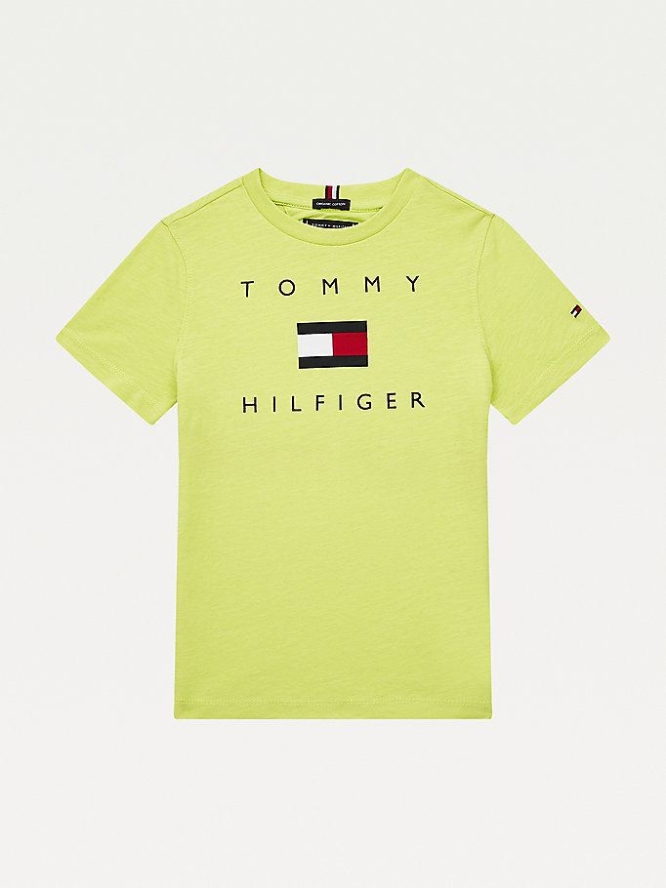 Tommy Hilfiger Pure Organic Baumwoll Logo T-shirts Kinder Hellgrün | AT281MQDV