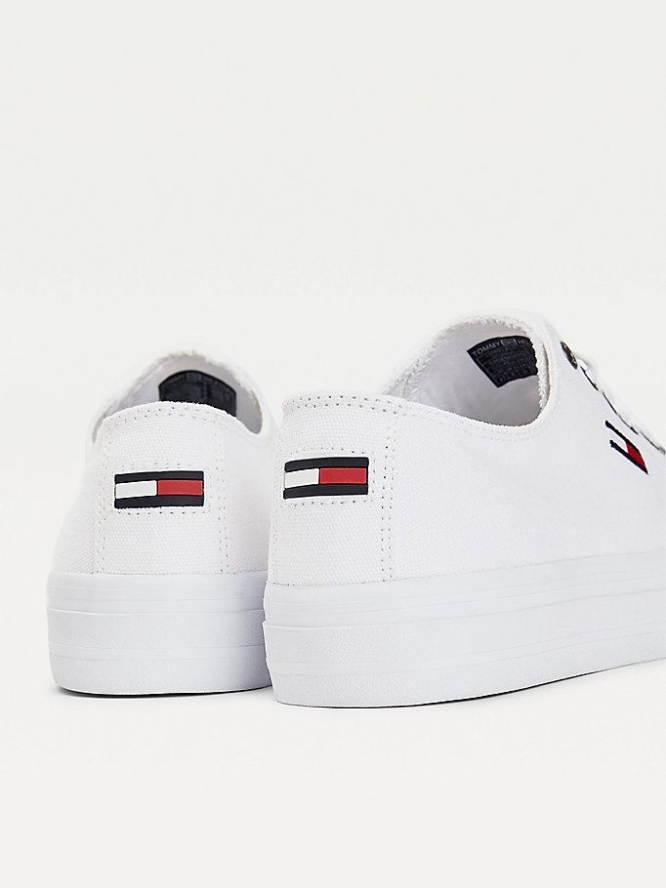 Tommy Hilfiger Recycled Baumwoll Low-Top Sneakers Herren Weiß | AT146ZSMJ