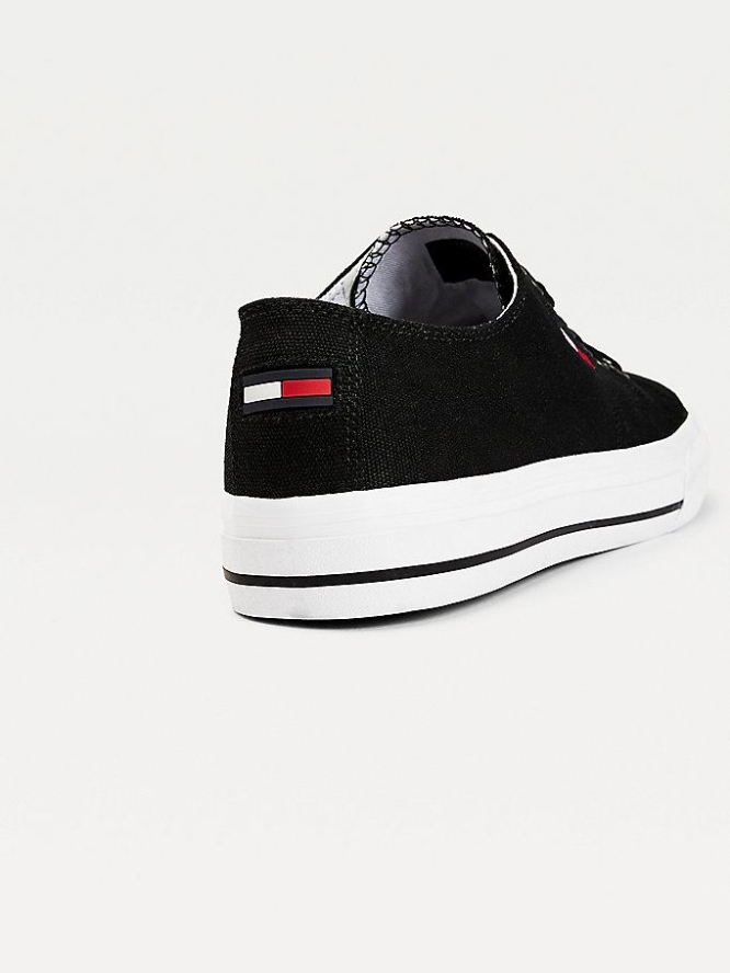 Tommy Hilfiger Recycled Baumwoll Low-Top Sneakers Herren Schwarz | AT430XCSV