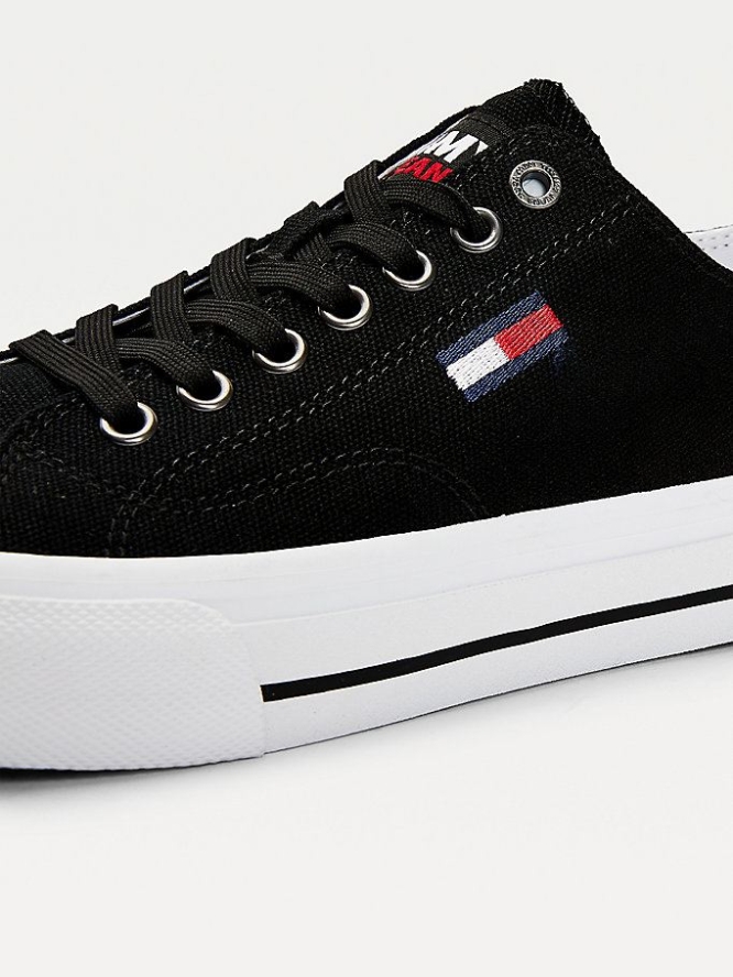 Tommy Hilfiger Recycled Baumwoll Low-Top Sneakers Herren Schwarz | AT430XCSV