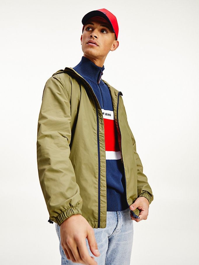 Tommy Hilfiger Recycled Nylon Packable Windbreaker Jacke Herren Olivgrün | AT621NXIJ