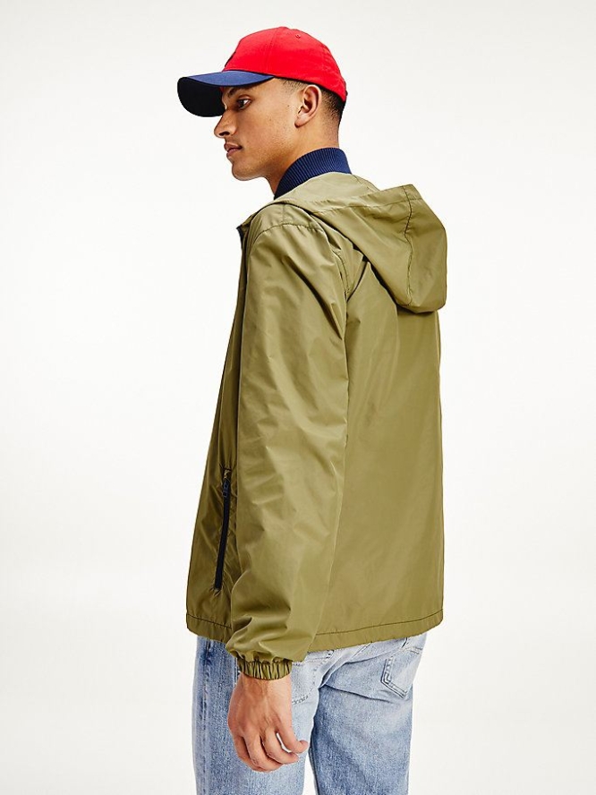 Tommy Hilfiger Recycled Nylon Packable Windbreaker Jacke Herren Olivgrün | AT621NXIJ