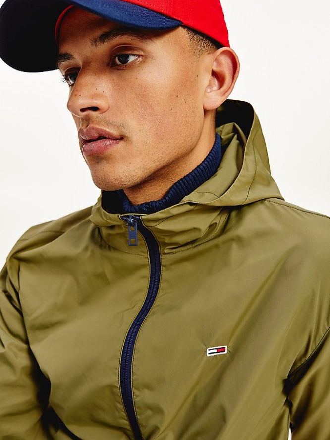 Tommy Hilfiger Recycled Nylon Packable Windbreaker Jacke Herren Olivgrün | AT621NXIJ