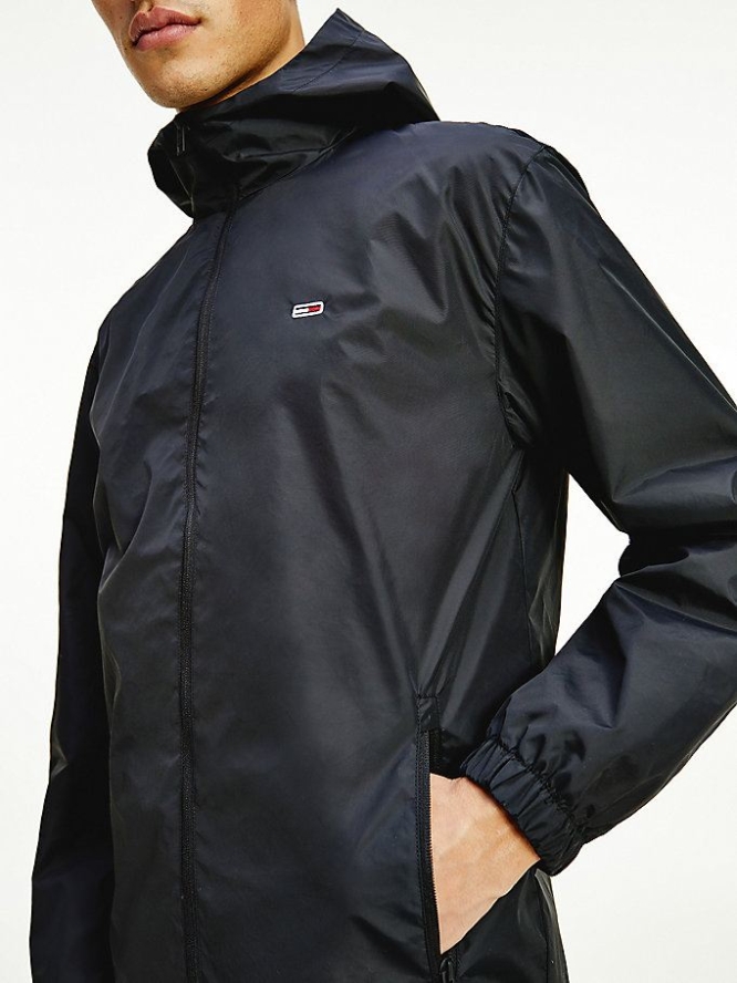 Tommy Hilfiger Recycled Nylon Packable Windbreaker Jacke Herren Schwarz | AT647IJXT