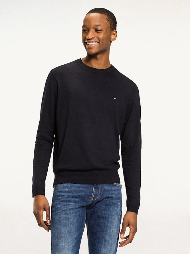 Tommy Hilfiger Regular Fit Crew Neck Jumper Pullover Herren Dunkelblau | AT356UJAD