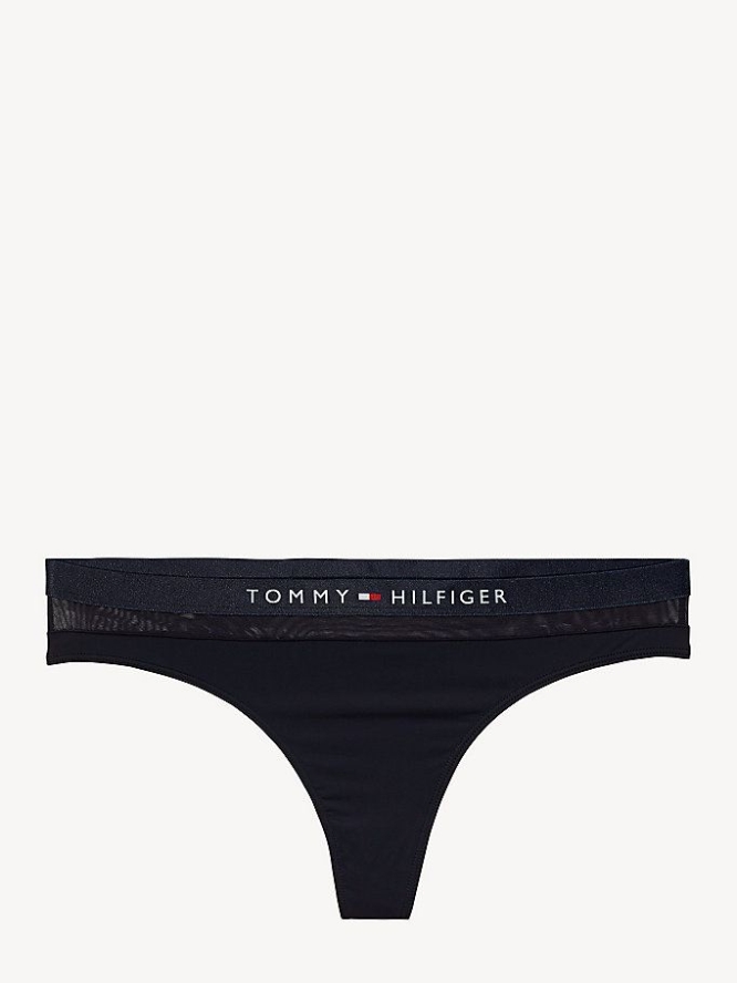 Tommy Hilfiger Regular Fit Mesh Tanga Unterwäsche Damen Navy | AT814NMVW