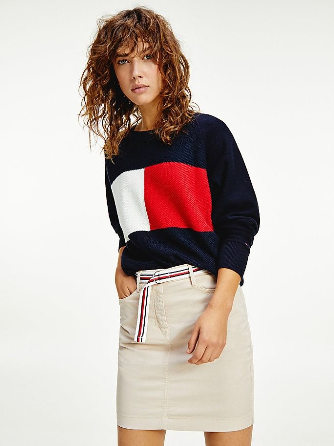 Tommy Hilfiger Relaxed Fit Jumper Pullover Damen Dunkelblau | AT170NRYO