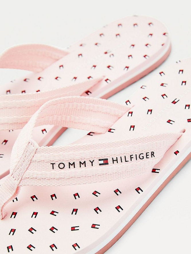 Tommy Hilfiger Repeat Flag Flip Flops Damen Hellrosa | AT217TXYG