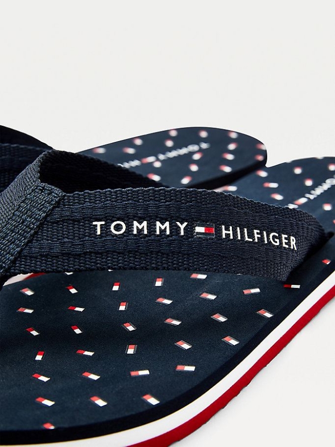 Tommy Hilfiger Repeat Flag Flip Flops Damen Dunkelblau | AT658AWPF