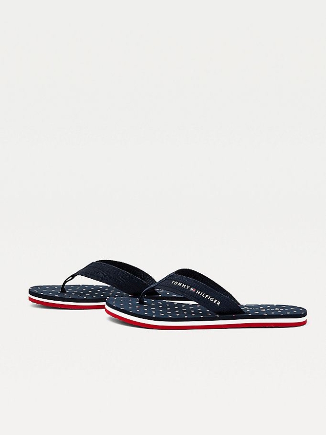 Tommy Hilfiger Repeat Flag Flip Flops Damen Dunkelblau | AT658AWPF