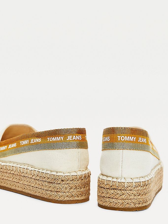 Tommy Hilfiger Repeat Logo Flatform Espadrilles Flache Schuhe Damen Gelb | AT275AFIH