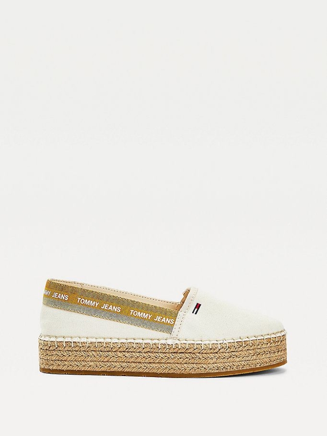 Tommy Hilfiger Repeat Logo Flatform Espadrilles Flache Schuhe Damen Gelb | AT275AFIH