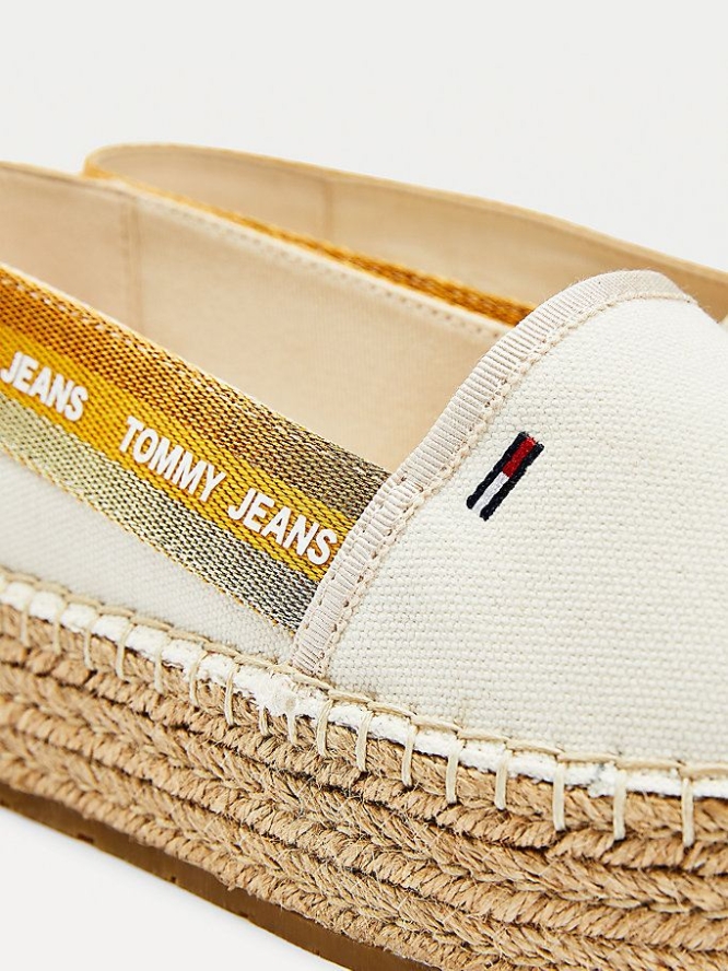 Tommy Hilfiger Repeat Logo Flatform Espadrilles Flache Schuhe Damen Gelb | AT275AFIH