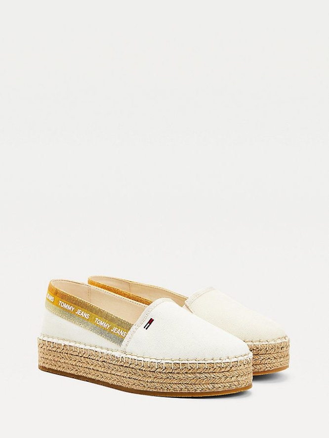 Tommy Hilfiger Repeat Logo Flatform Espadrilles Flache Schuhe Damen Gelb | AT275AFIH