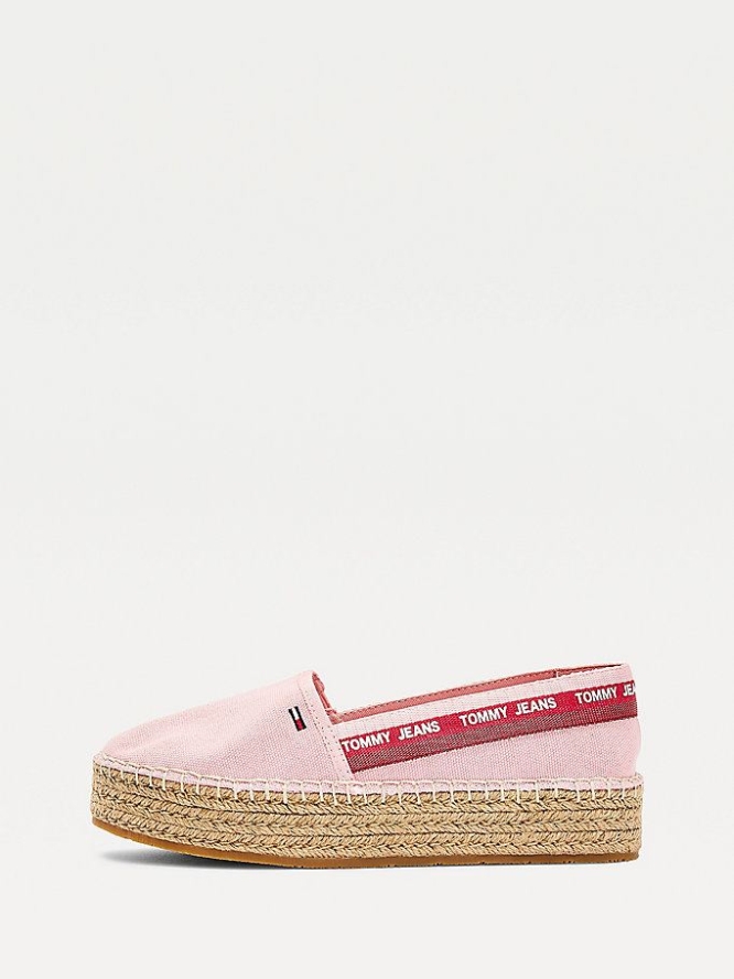 Tommy Hilfiger Repeat Logo Flatform Espadrilles Flache Schuhe Damen Rosa | AT315YXUW