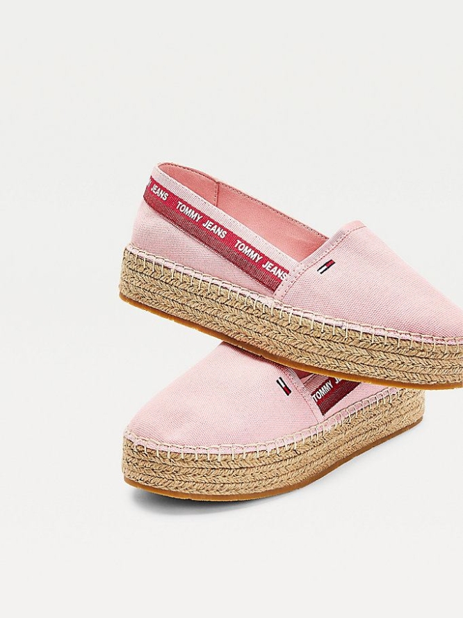 Tommy Hilfiger Repeat Logo Flatform Espadrilles Flache Schuhe Damen Rosa | AT315YXUW