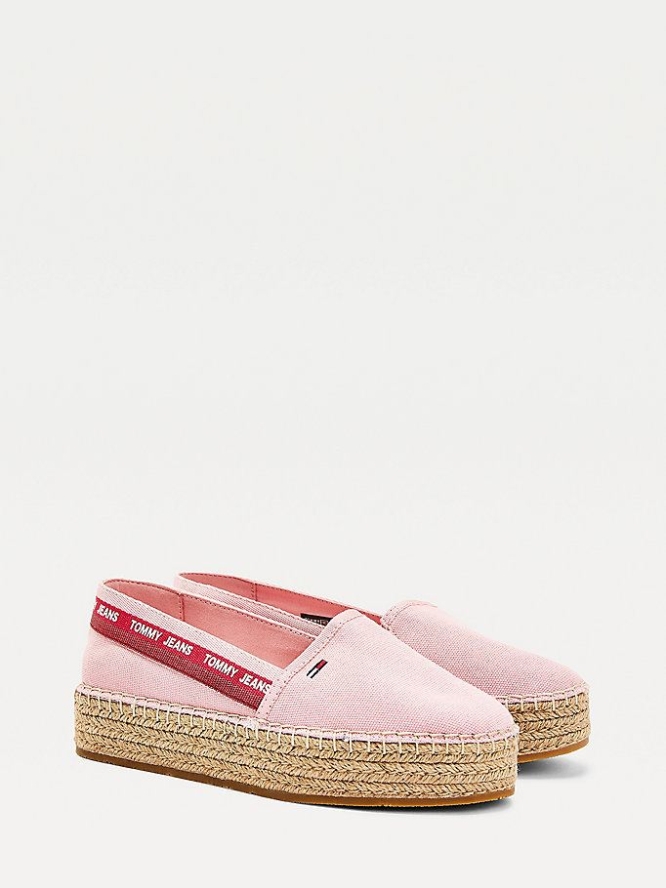 Tommy Hilfiger Repeat Logo Flatform Espadrilles Flache Schuhe Damen Rosa | AT315YXUW