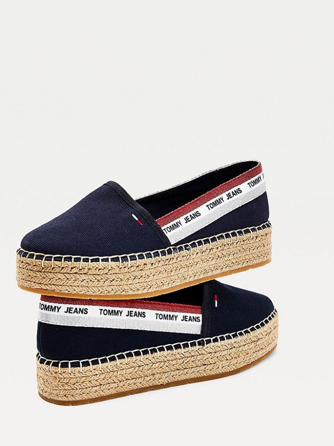 Tommy Hilfiger Repeat Logo Flatform Espadrilles Flache Schuhe Damen Hellnavy | AT594MKRV