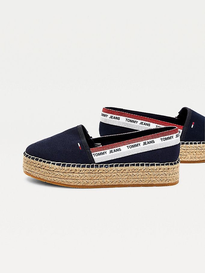 Tommy Hilfiger Repeat Logo Flatform Espadrilles Flache Schuhe Damen Hellnavy | AT594MKRV