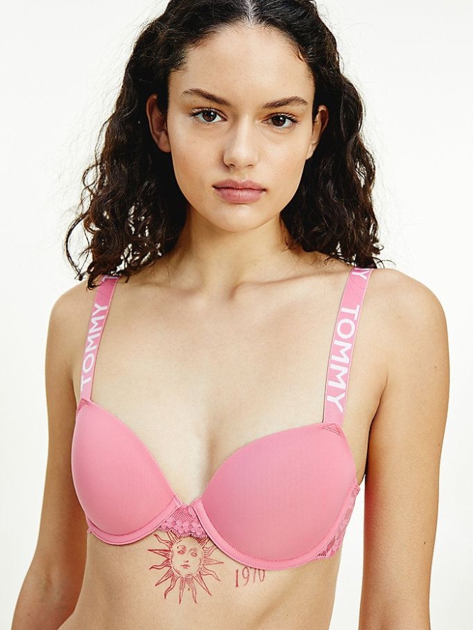 Tommy Hilfiger Repeat Logo Riemen Spitze Demi Bra Unterwäsche Damen Rosa | AT234GMWQ