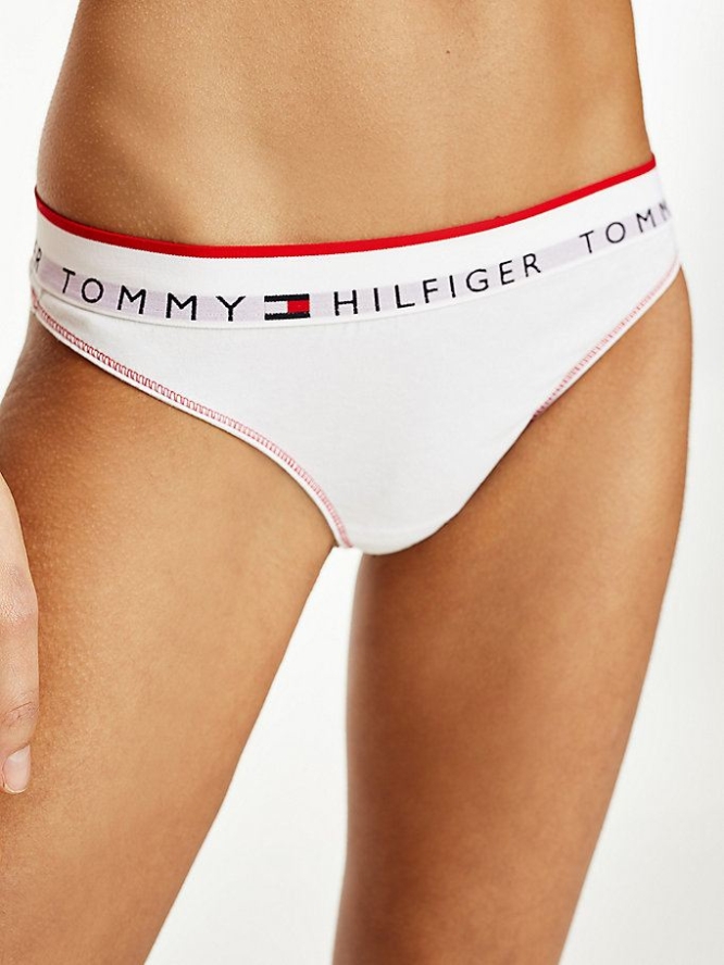 Tommy Hilfiger Repeat Logo Waistband Tanga Unterwäsche Damen Weiß | AT786SHPX