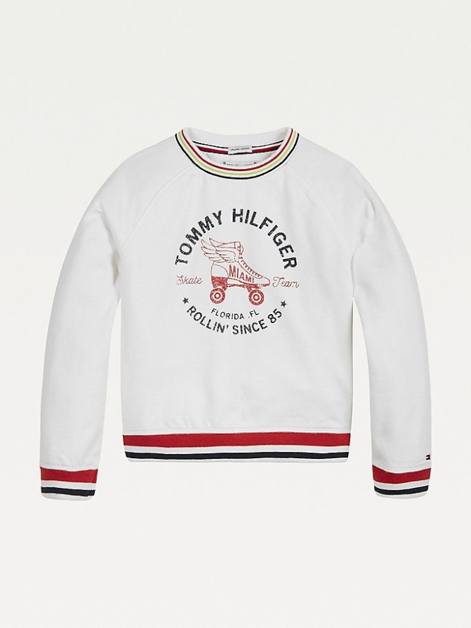 Tommy Hilfiger Retro Skate Logo Organic Baumwoll Sweatshirts Kinder Weiß | AT704YTUO