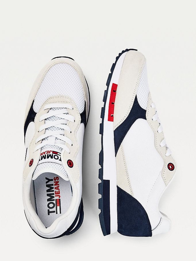 Tommy Hilfiger Retro Wildleder Lauf Sneakers Herren Weiß | AT149MRCI