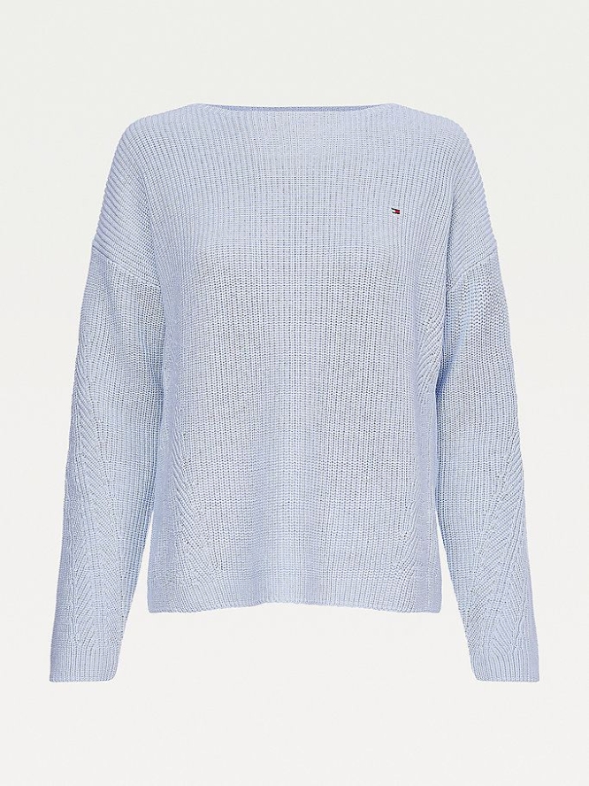 Tommy Hilfiger Rib-Knit Organic Baumwoll Jumper Pullover Damen Blau | AT076HJVC