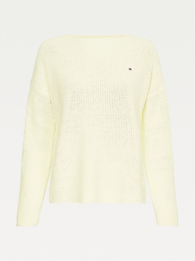 Tommy Hilfiger Rib-Knit Organic Baumwoll Jumper Pullover Damen Zitrone | AT421JNKL