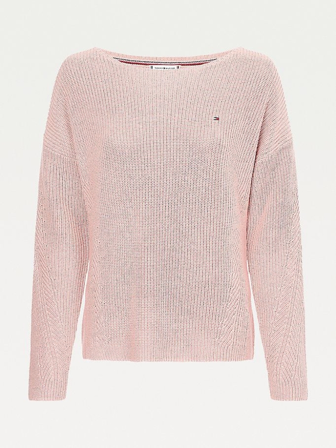 Tommy Hilfiger Rib-Knit Organic Baumwoll Jumper Pullover Damen Rosa | AT489QLDW