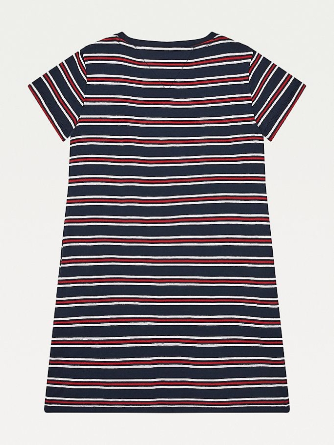 Tommy Hilfiger Rib-Knit Skater Kleider Kinder Weiß Navy | AT056HDNW