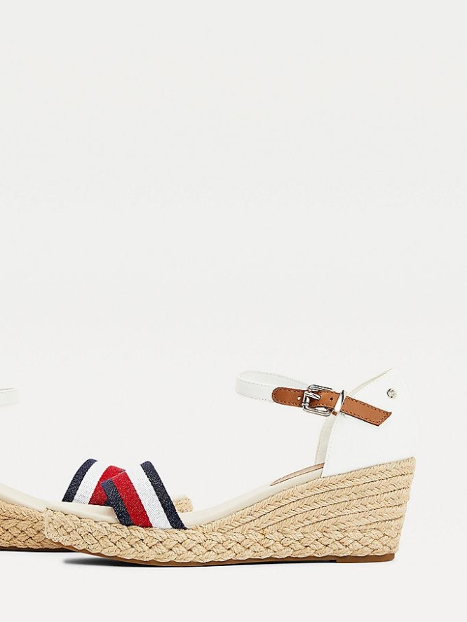 Tommy Hilfiger Ribbon Mid Wedge Keilabsatz Sandalen Damen Weiß | AT180MSIZ