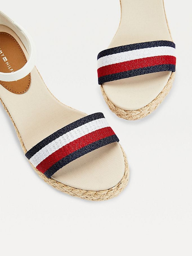 Tommy Hilfiger Ribbon Mid Wedge Keilabsatz Sandalen Damen Weiß | AT180MSIZ