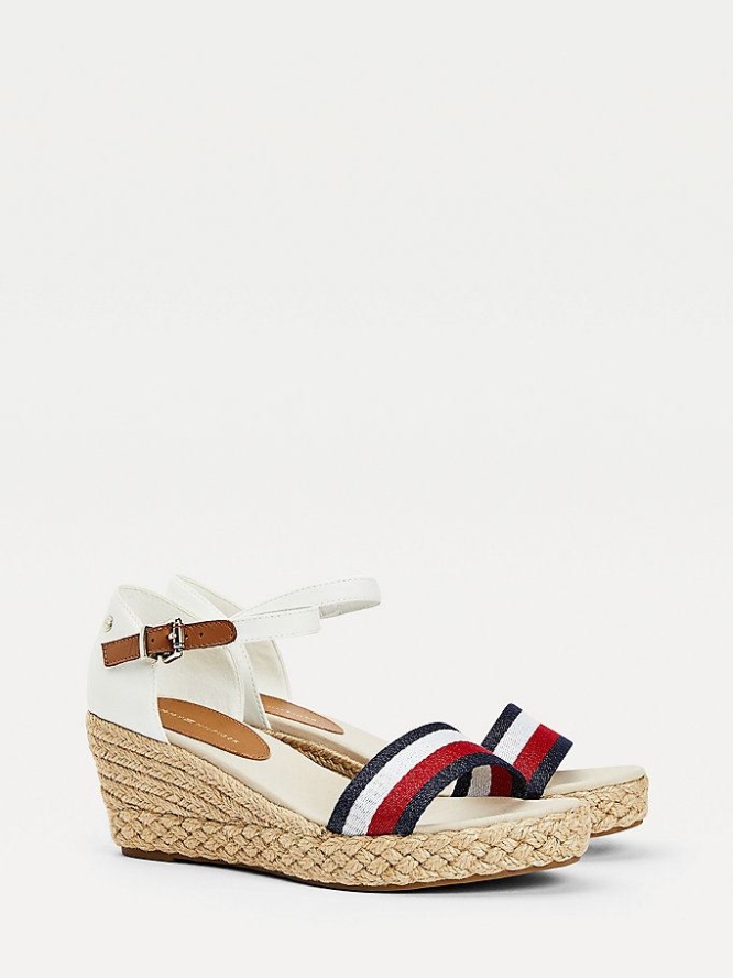 Tommy Hilfiger Ribbon Mid Wedge Keilabsatz Sandalen Damen Weiß | AT180MSIZ