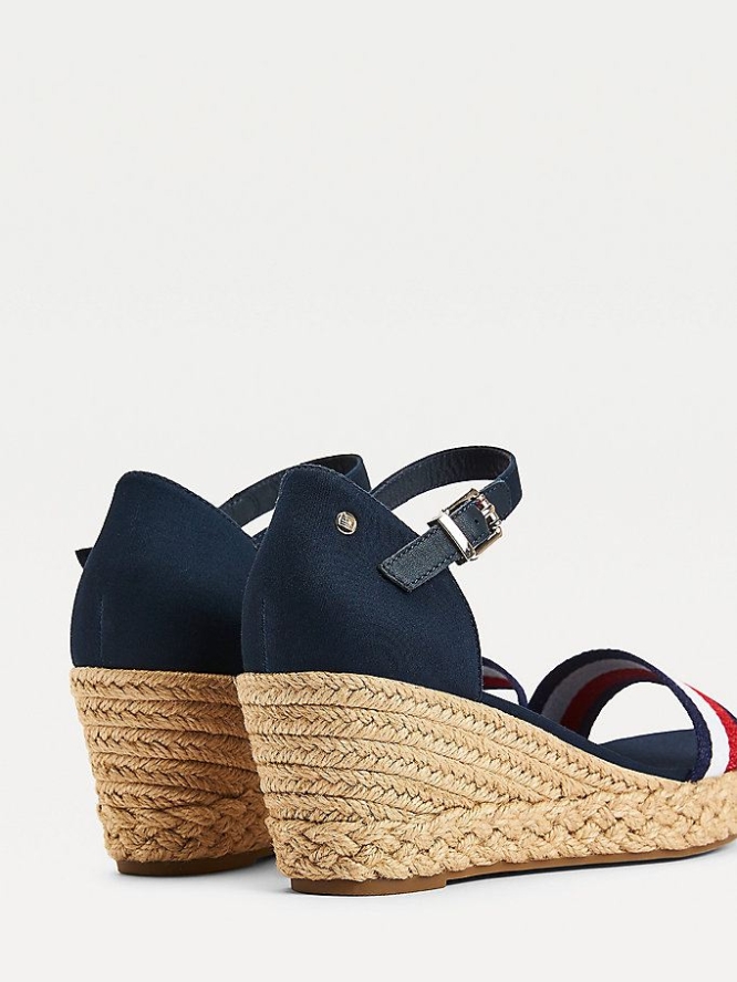 Tommy Hilfiger Ribbon Mid Wedge Keilabsatz Sandalen Damen Dunkelblau | AT734NIYQ