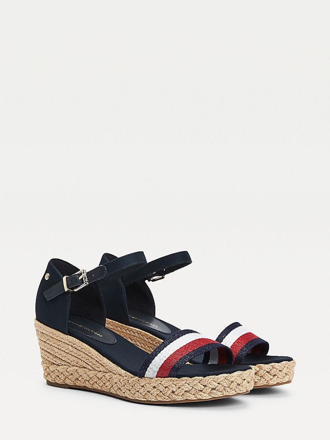 Tommy Hilfiger Ribbon Mid Wedge Keilabsatz Sandalen Damen Dunkelblau | AT734NIYQ