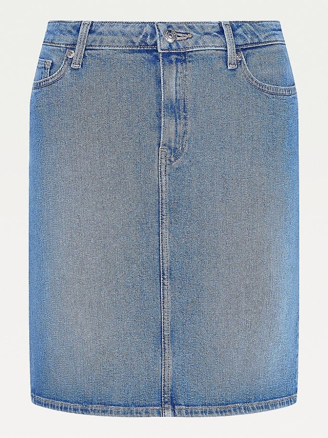 Tommy Hilfiger Rome High Taille Slim Denim Röcke Damen Hellblau | AT193AFSM