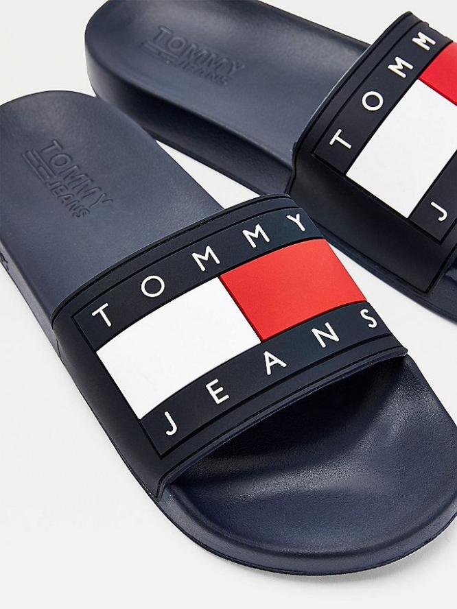 Tommy Hilfiger Rubber Flag Pool Badelatschen Herren Hellnavy | AT150XIST