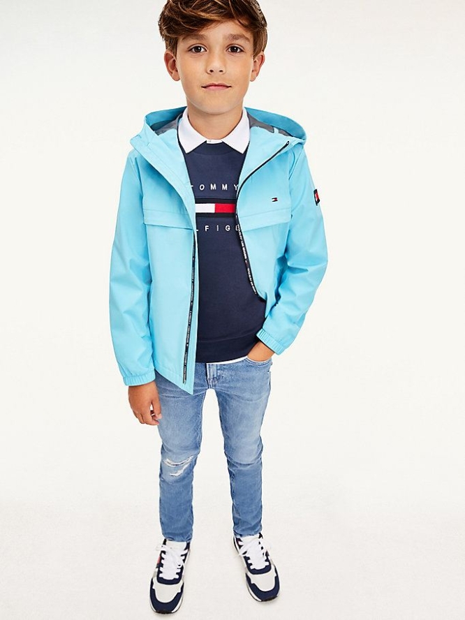 Tommy Hilfiger Rubberised Flag Patch Jacke Kinder Grau Blau | AT246HGQP