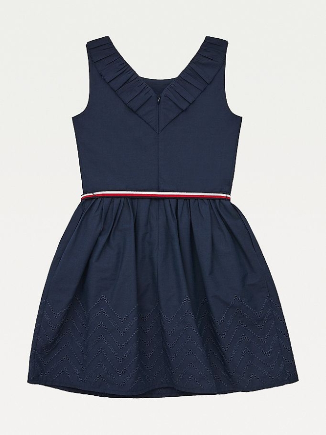 Tommy Hilfiger Ruffle Kleider Kinder Hellnavy | AT802VWJD