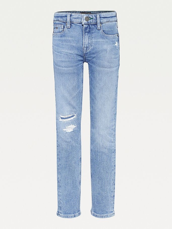 Tommy Hilfiger Scanton Slim Distressed Jeans Kinder Blau | AT947ZFBP