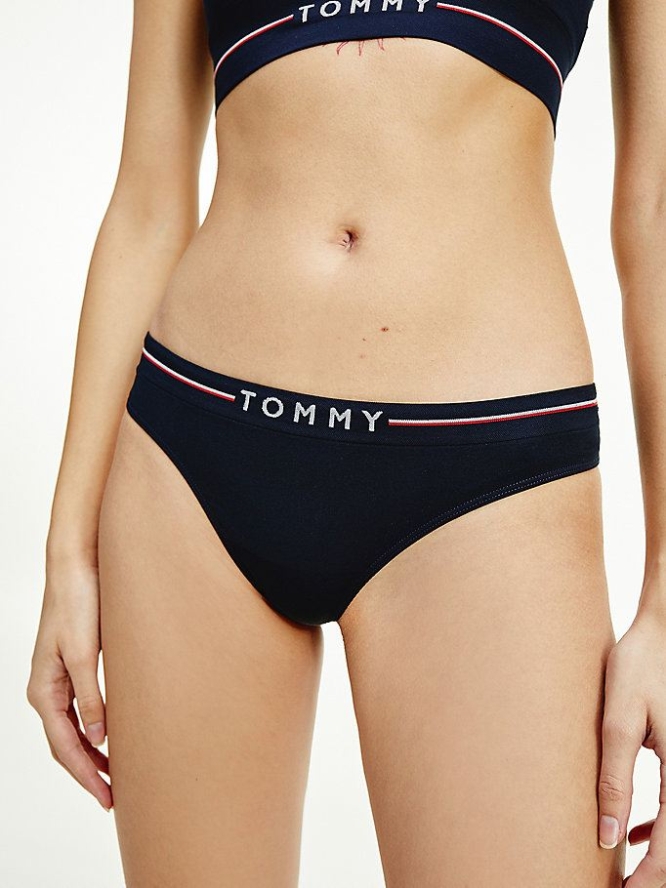 Tommy Hilfiger Seamless Logo Tanga Unterwäsche Damen Dunkelblau | AT569NPTM