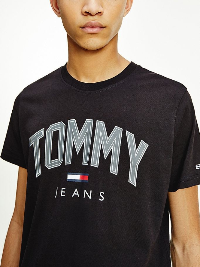 Tommy Hilfiger Shadow Logo Organic Baumwoll T-shirts Herren Schwarz | AT504GPSN